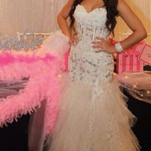 White Sequin Corset Jovani Prom Dress